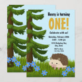 ハリネズミの誕生日招待状 招待状 (正面/裏面)