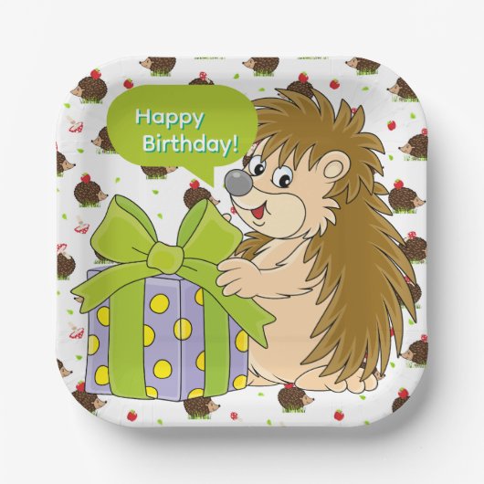 ハリネズミの誕生日 ペーパープレート (正面)