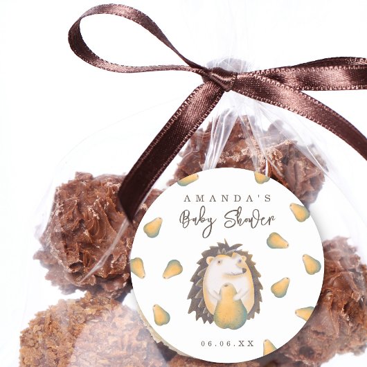 ハリネズミの赤ちゃんシャワー ラウンドシール