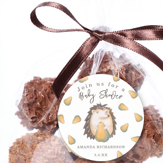 ハリネズミの赤ちゃんシャワー ラウンドシール