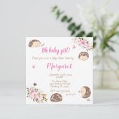 ハリネズミの赤ちゃん歓迎会の招待状（女の子） 招待状 (スタンド正面)