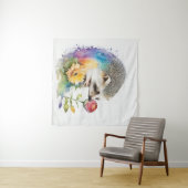 ハリネズミは赤いバラの香りをかいだ タペストリー (インサイチュ(横))