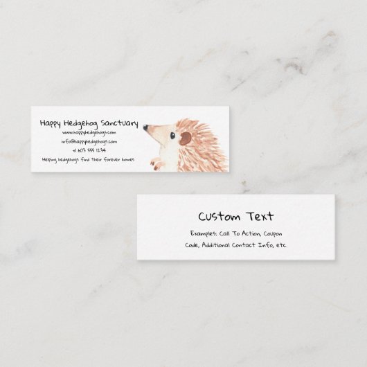 ハリネズミまたはエキゾチックなペット救助のための名刺 スキニー名刺 (正面/裏面)