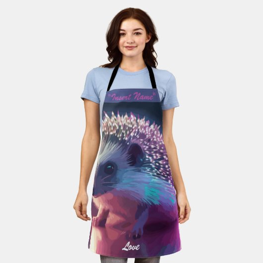 ハリネズミを真珠で包む エプロン (着用した状態)