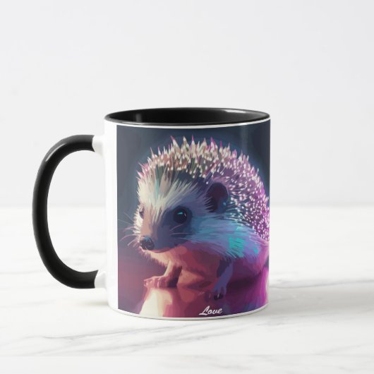 ハリネズミを真珠で包む マグカップ (左)