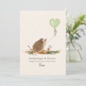 ハリネズミキスグリーンフォトヘッジホッグバレンタイン カード (スタンド正面)