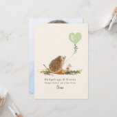 ハリネズミキスグリーンフォトヘッジホッグバレンタイン カード (正面/裏面インサイチュ)