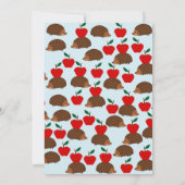 ハリネズミパーソナライズされたとリンゴの破片 サンキューカード (裏面)