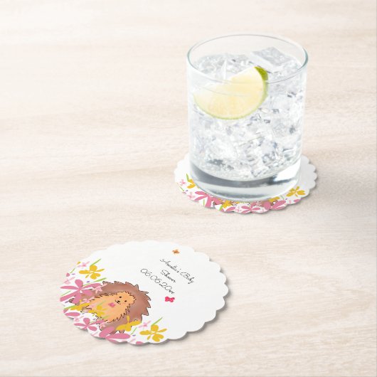 ハリネズミパーソナライズされたベイビーシャワー ペーパーコースター (インサイチュ)