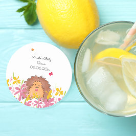 ハリネズミパーソナライズされたベイビーシャワー ペーパーコースター