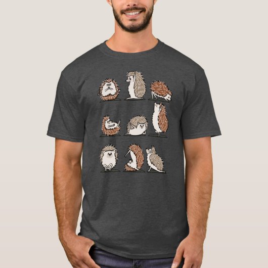 ハリネズミヨガおもしろ友達 Tシャツ (正面)