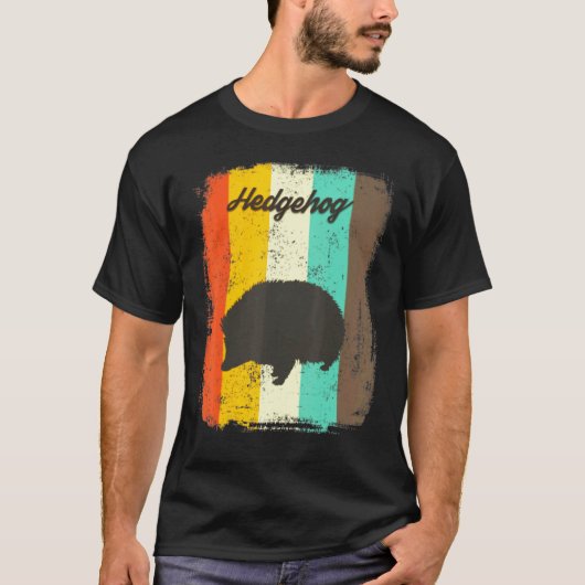ハリネズミレトロ70sヴィンテージかわいい動物 tシャツ (正面)