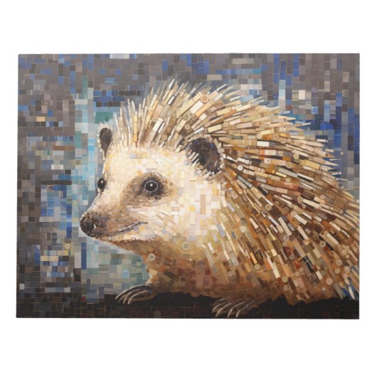 ハリネズミ動物アートデコーモザイク絵を描モザイク ノートパッド (正面)