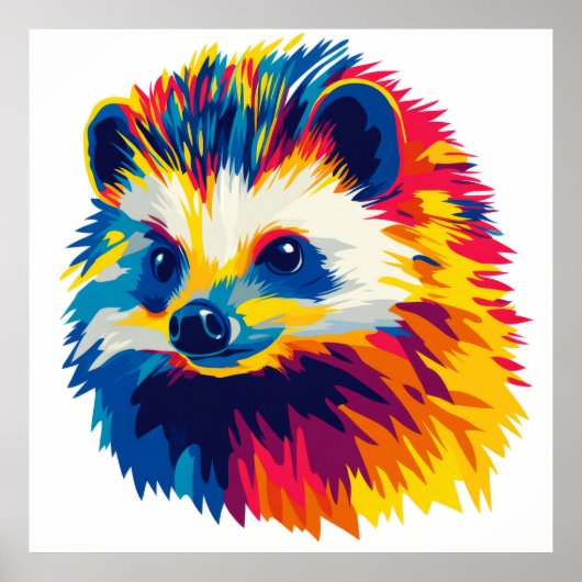 ハリネズミ動物イラストレーション水絵を描色 ポスター (正面)