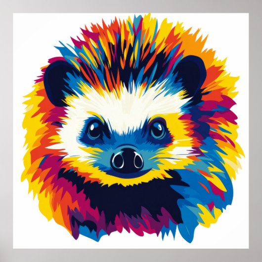 ハリネズミ動物イラストレーション水絵を描色 ポスター (正面)