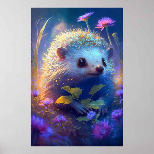 ハリネズミ動物ポートレート絵画の野外 ポスター (正面)