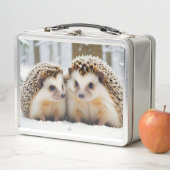 ハリネズミ動物自然野生動物気にの愛情 メタルランチボックス (インサイチュ)