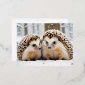 ハリネズミ動物自然野生動物気にの愛情 箔シーズンポストカード (正面/裏面)