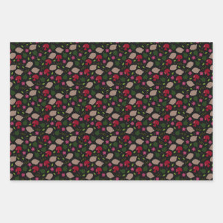 ハリネズミ及びキノコ包装紙シート ラッピングペーパーシート