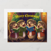 ハリネズミ合唱団クリスマスキャロルを歌う ポストカード (正面/裏面)