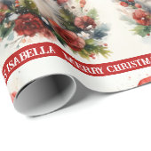 ハリネズミ子どもの名前を追加かわいいクリスマスプレゼント ラッピングペーパー (ロールコーナー)