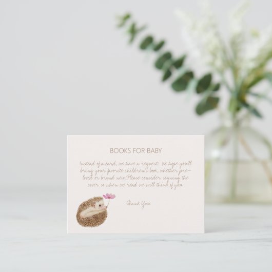 ハリネズミ森林ベビーシャワー予約リクエスト エンクロージャーカード (スタンド正面)