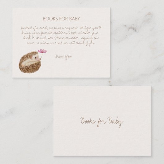 ハリネズミ森林ベビーシャワー予約リクエスト エンクロージャーカード (正面/裏面)