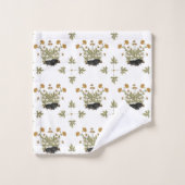 ハリネズミ植物林パターン バスタオルセット (ウォッシュタオル)