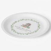 ハリネズミ水彩フローラ パーソナライズされた ペーパープレート (アングル)