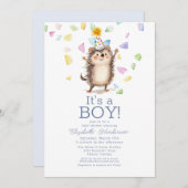 ハリネズミ男の子のシャワーだ 招待状 (正面/裏面)