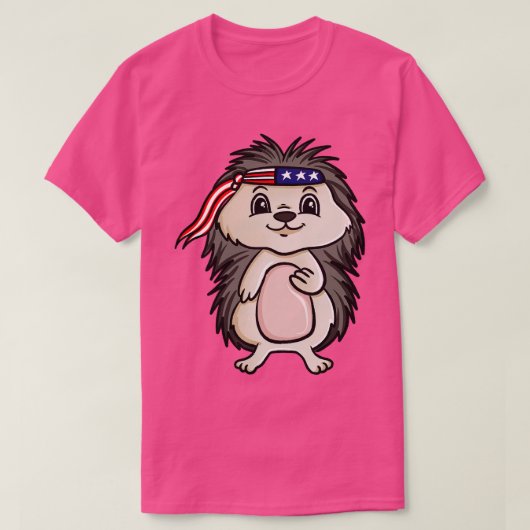 ハリネズミ系アメリカ Tシャツ (デザイン正面)