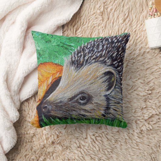 ハリネズミ絵画の クッション (ブランケット)