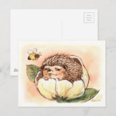 ハリネズミ花ベビー水彩 ポストカード (正面/裏面)