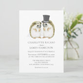 ハリネズミ花嫁カワイイ結婚ズパーソナライズされた 招待状 (スタンド正面)