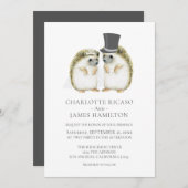 ハリネズミ花嫁カワイイ結婚ズパーソナライズされた 招待状 (正面/裏面)