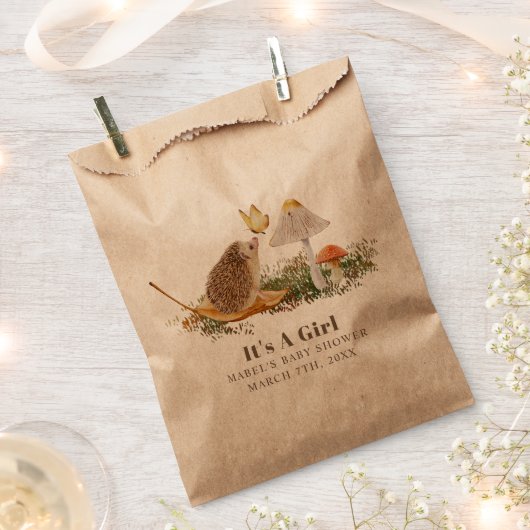 ハリネズミ蝶マッシュルーム木地赤ちゃんシャワー フェイバーバッグ (クリップ留めされた状態)