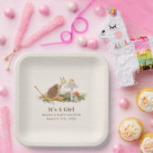 ハリネズミ蝶マッシュルーム木地赤ちゃんシャワー ペーパープレート (パーティー)