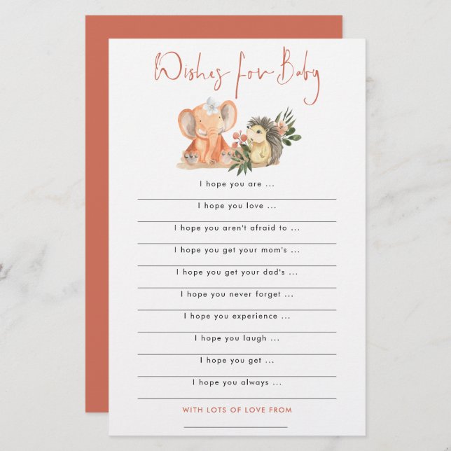 ハリネズミ象が赤ちゃんのシャワーを望む (正面/裏面)