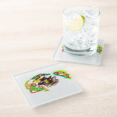 ハリネズミ遊の秋 ガラスコースター (アングル)