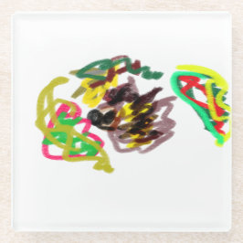 ハリネズミ遊の秋 ガラスコースター