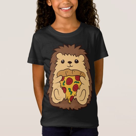ハリネズミ食べのピザファストフードピザヘッジホッグ Tシャツ (正面)