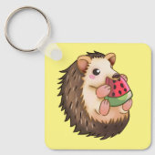 ハリネズミ食べ物のは赤いスイカだ。 キーホルダー (正面)