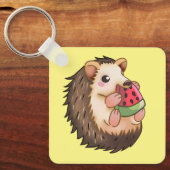 ハリネズミ食べ物のは赤いスイカだ。 キーホルダー (正面)