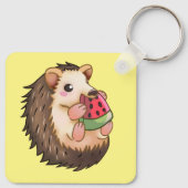 ハリネズミ食べ物のは赤いスイカだ。 キーホルダー (裏面)