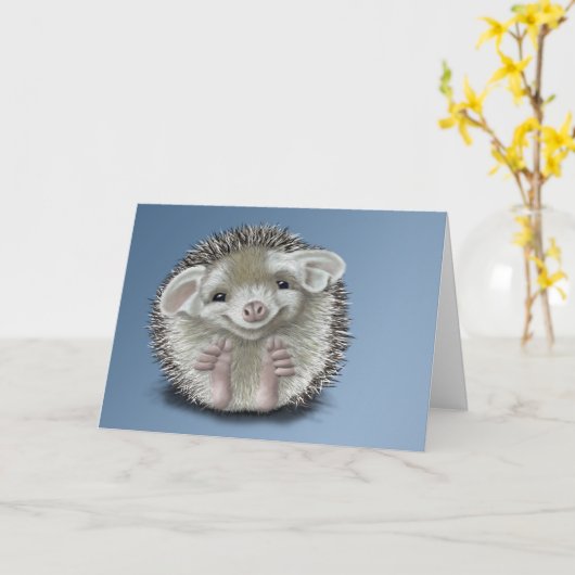 ハリネズミ カード (黄色い花)