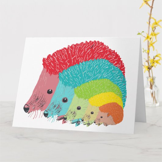 ハリネズミ カード (黄色い花)