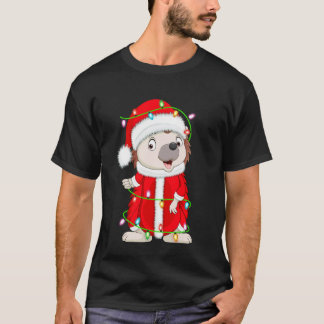 ハリネズミ クリスマス ライト サンタ コスチューム かわいい アニマル Tシャツ
