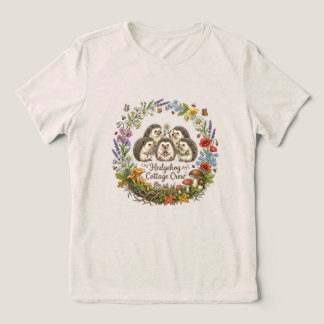ハリネズミ コテージ ファミリー かわいい 花冠 トライブレンドTシャツ