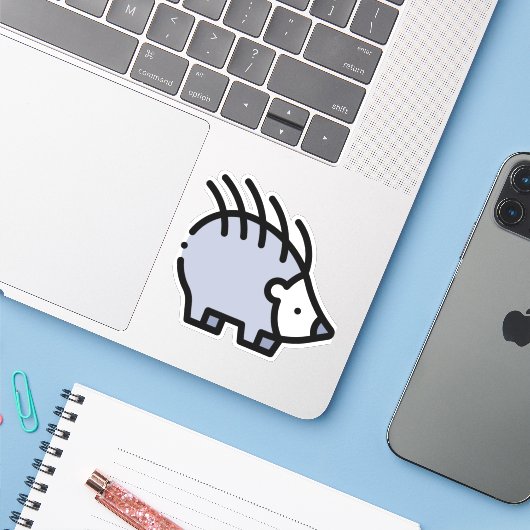 ハリネズミ シール (ノートパソコンとiPhone)