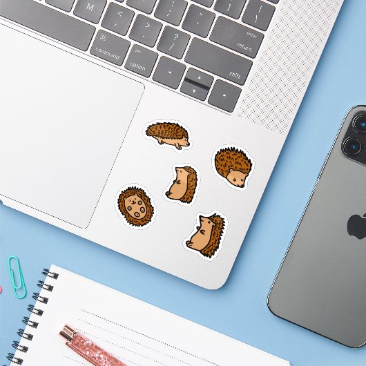 ハリネズミ シール (ノートパソコンとiPhone)
